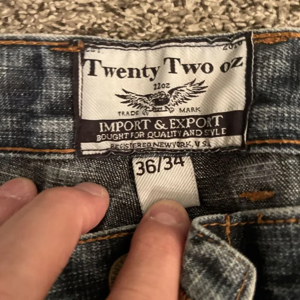 Twenty Two oz Jeans Mens 36x34 Blue Tie Dye Distressed Moto Hip Hop Rock Skater